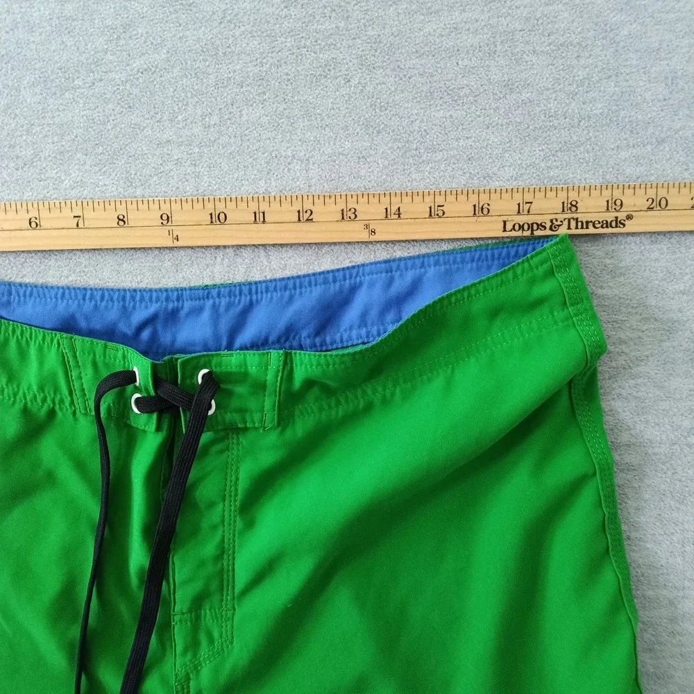 Nike Mens Green Board Shorts Size 36 Blue Waistband Side Cargo Pocket Trunks